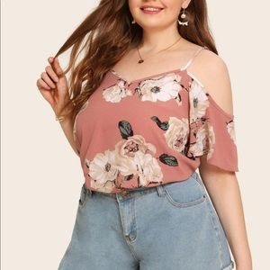 4x pink floral off the shoulder top